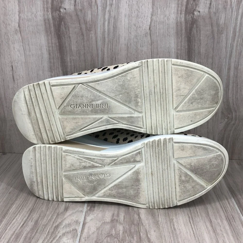 Gianni Bini Beige and Black Leopard Knit Slip-On Wedge Sneakers - Picture 9 of 11